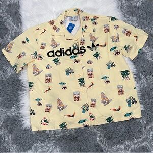 Adidas Yellow Graphic Button Down Shirt